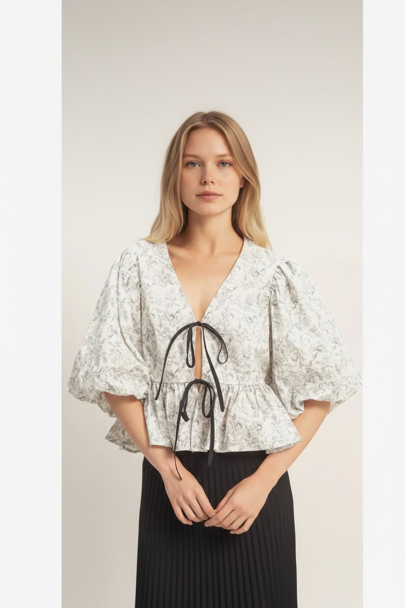 Floral Tie-Front Blouse