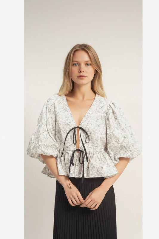 Floral Tie-Front Blouse