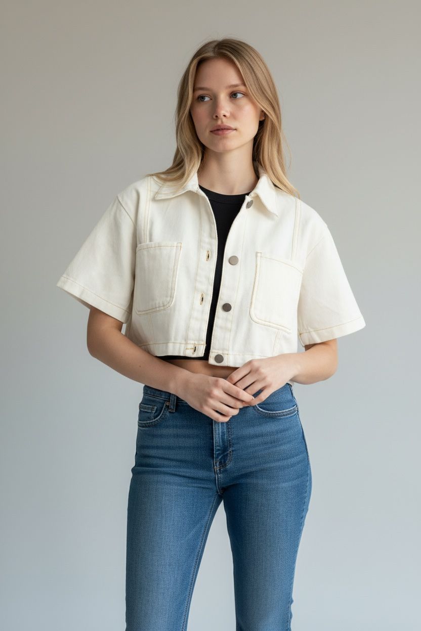 White Utility Crop Jacket