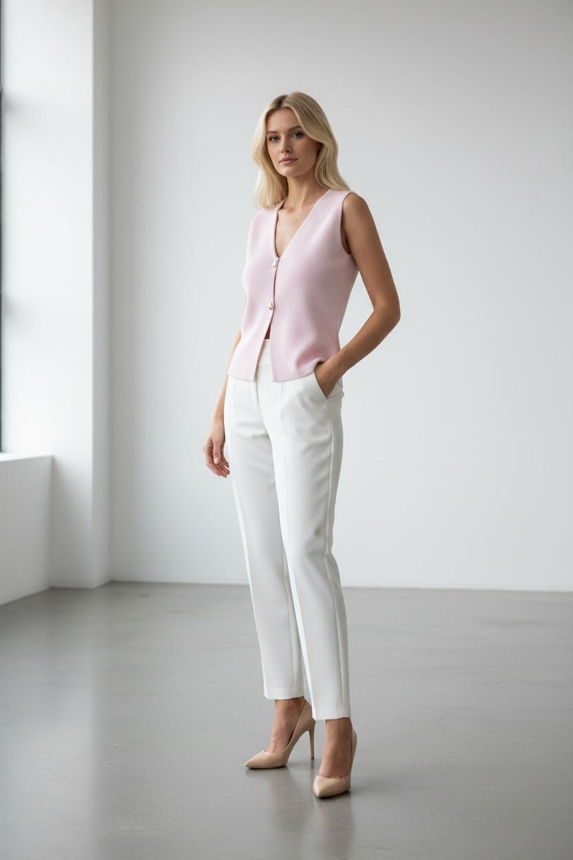 Blush Buttoned Sleeveless Top